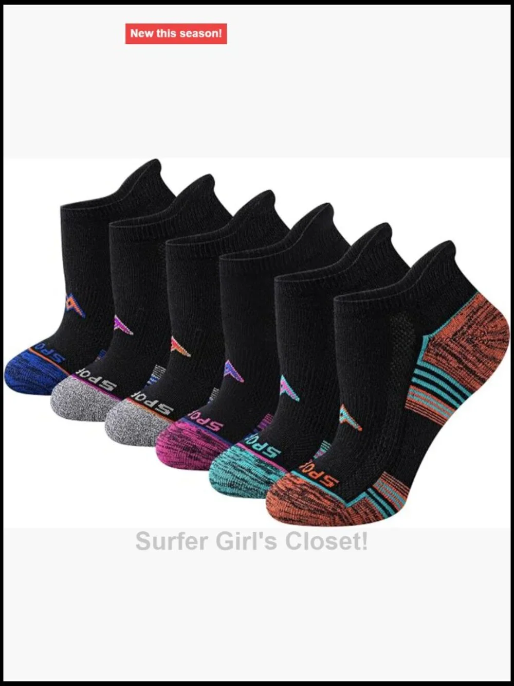Performance Athletic Ankle Socks 6-Pack with Heel Tab & Cushioned Sole for